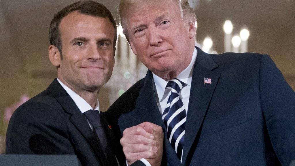 US-Präsident Donald Trump (rechts) und Frankreichs Präsident Emmanuel Macron haben sich auf eine gemeinsame Position bezüglich Syrien verständigt. (Archivbild)