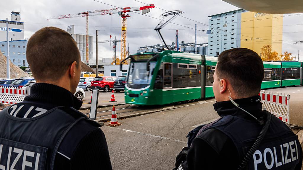 Zwei deutsche Beamte kontrollieren den Grenzübergang in Weil am Rhein-Friedlingen. (Archivbild)