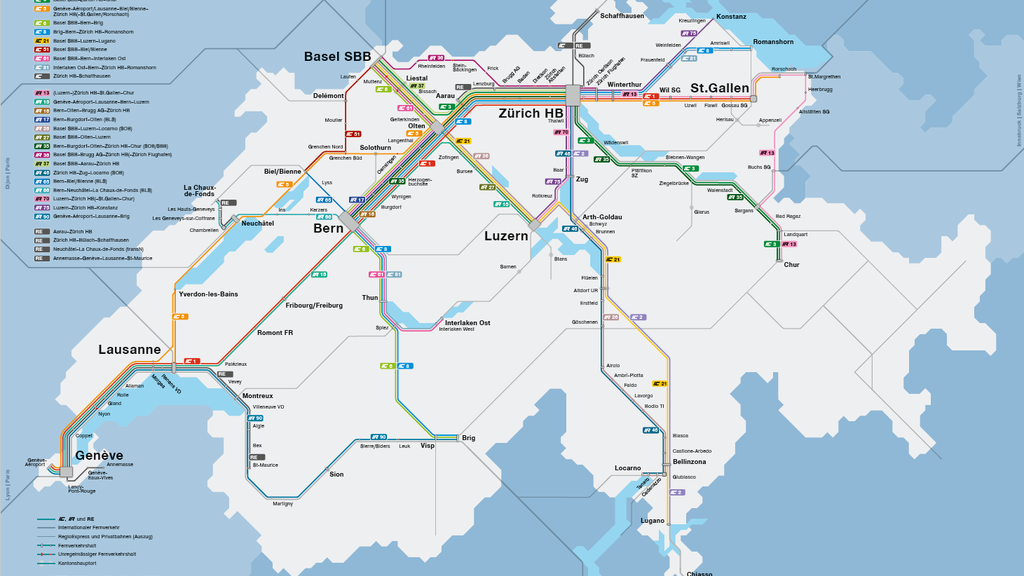 Der SBB Liniennetzplan für den Fernverkehr ab 11. Dezember 2022