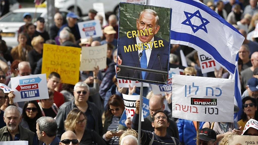 Demonstration gegen den israelischen Ministerpräsidenten Benjamin Netanjahu.