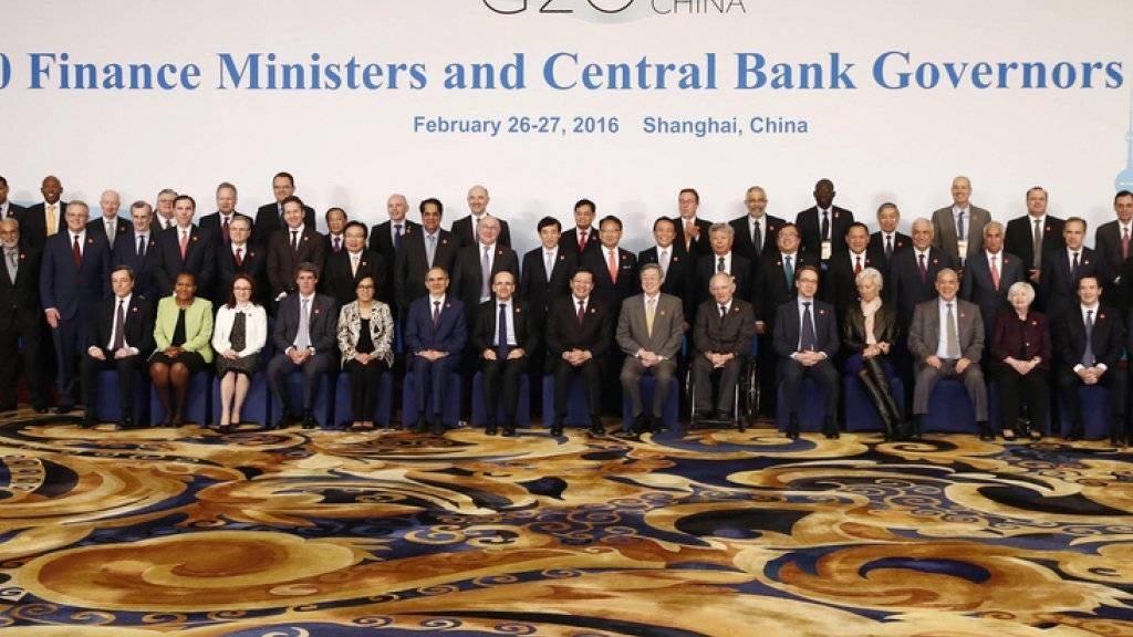 Gruppenbild der G20 am Samstag in Shanghai.