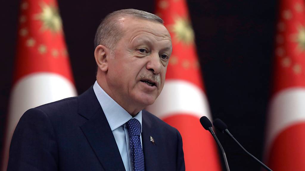 Recep Tayyip Erdogan, Präsident der Türkei, spricht während einer Pressekonferenz. Foto: Burhan Ozbilici/AP/dpa