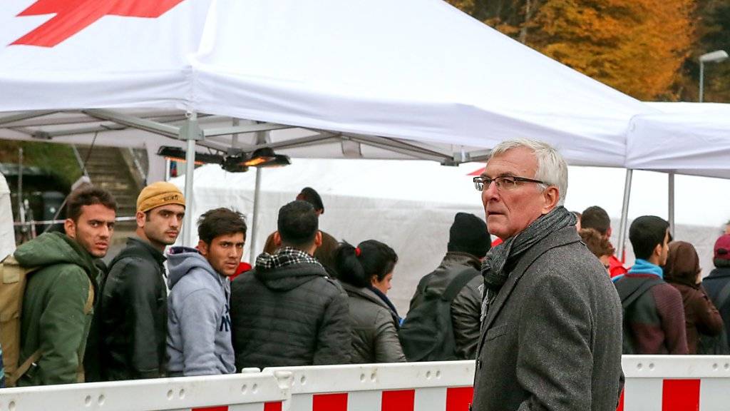 Flüchtlinge am Grenzübergang zwischen Österreich und Bayern