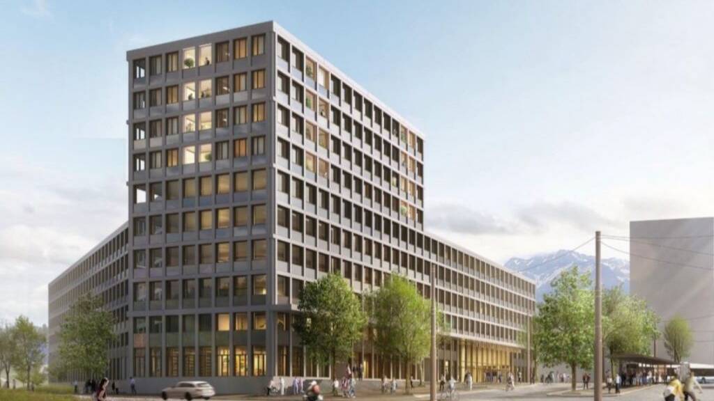 So soll das neue Verwaltungsgebäude auf dem Seetalplatz in Emmenbrücke aussehen. (Visualisierung)