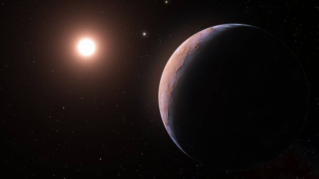 Der neu entdeckte Exoplanet umkreist den Stern Proxima Centauri mit zwei anderen Planeten: eine künstlerische Darstellung von Proxima d.