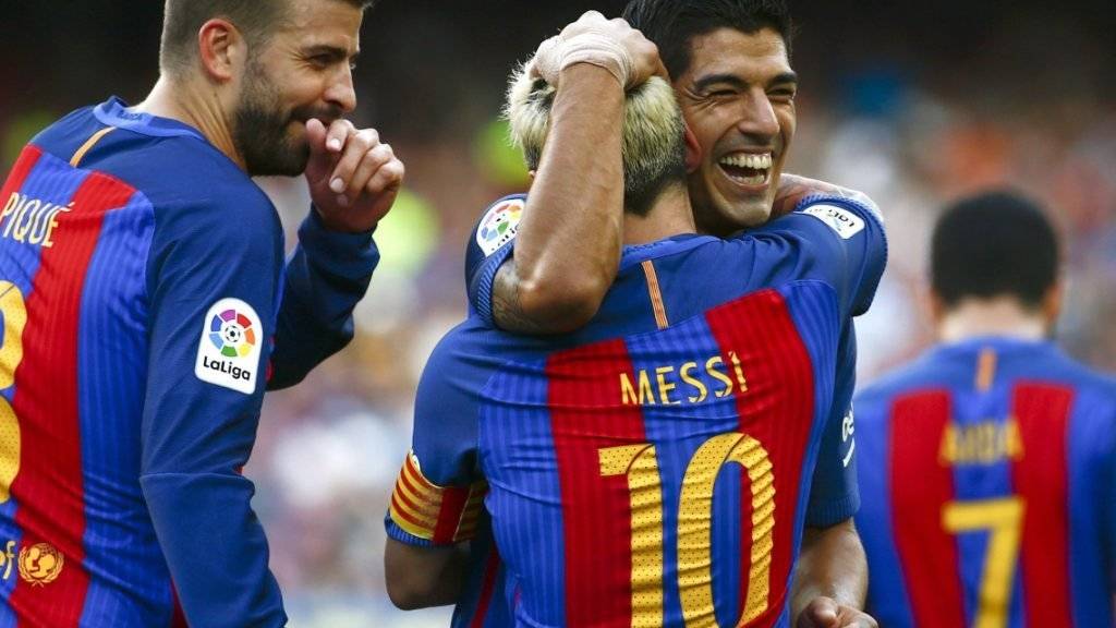 Das Barcelona-Traumduo Messi-Suarez erzielte gegen Betis Sevilla fünf Tore