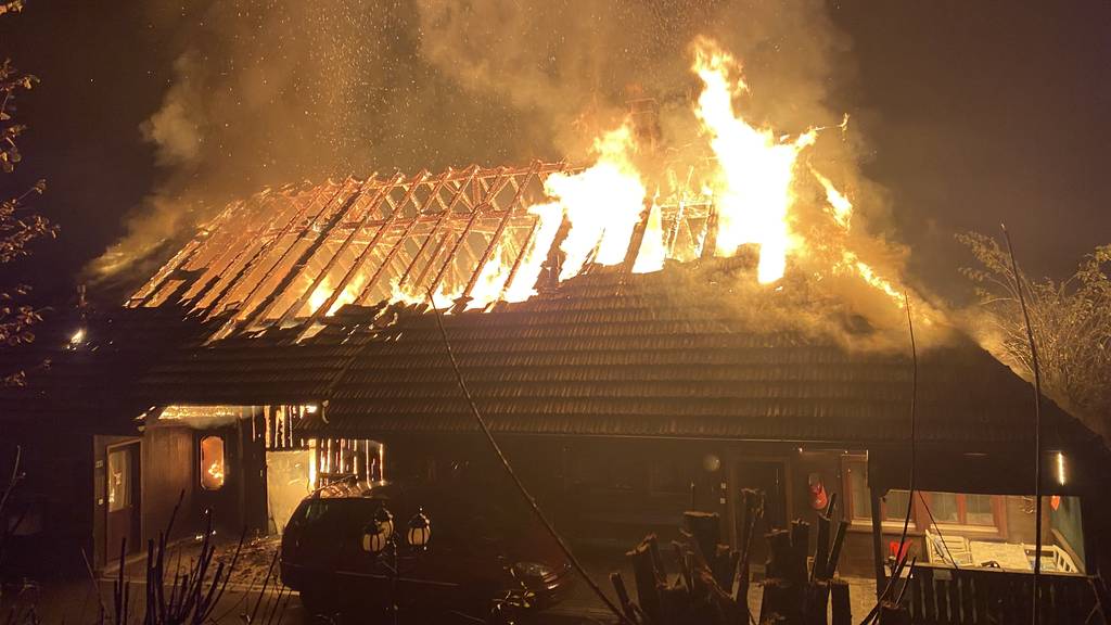 Bauernhaus brennt komplett nieder – Bewohner können sich retten
