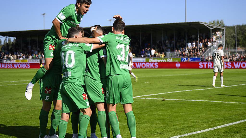 Yverdons Spieler jubeln über das zwischenzeitliche 3:1 gegen Basel