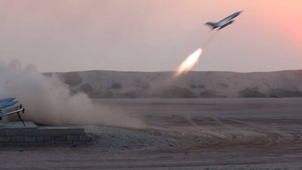 ARCHIV - Der Start von Raketen- und Drohneneinheiten während einer militärischen Übung der Iranischen Revolutionsgarden. Foto: Sepahnews/ZUMA Press Wire/dpa/Symbolbild