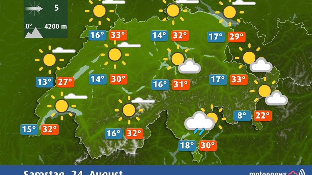 Wetterprognose für Samstag