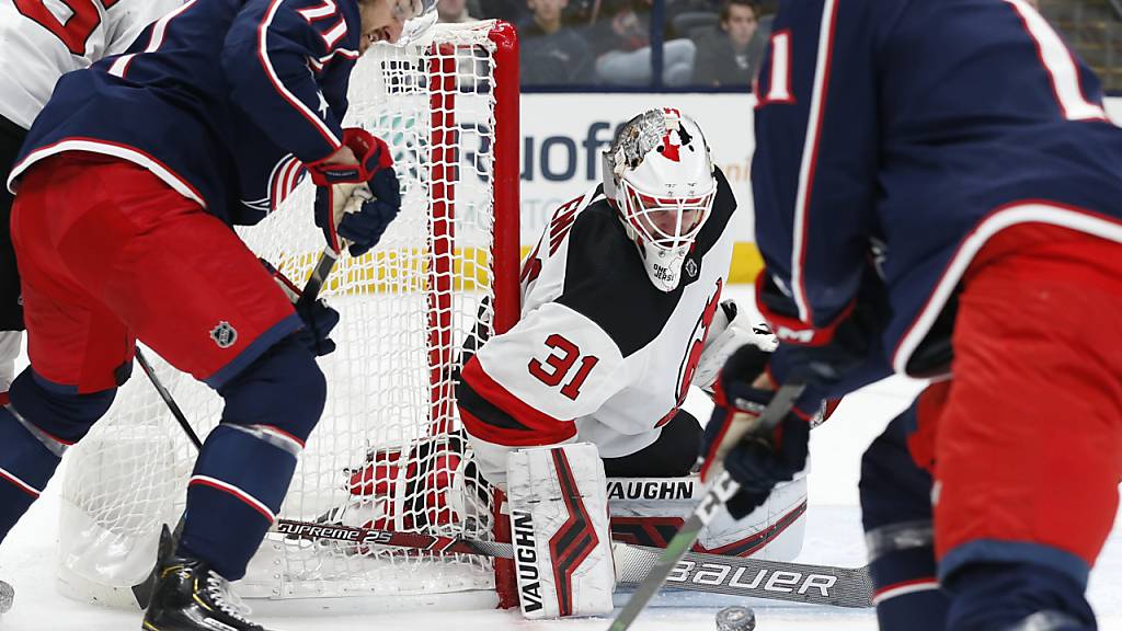 Gilles Senn stand zweimal für die New Jersey Devils in der NHL im Einsatz - einmal kurz vor Weihnachten 2019 in Columbus