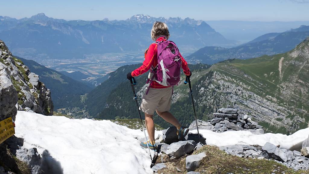 Eine Wanderin unweit der Berghütte Plan Névé in den Waadtländer Alpen. (Archivbild)