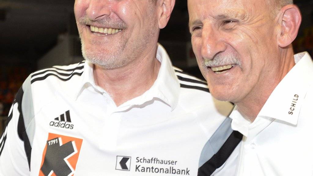 Kadetten-Trainer Lars Walther (links) mit Präsident Giorgio Behr