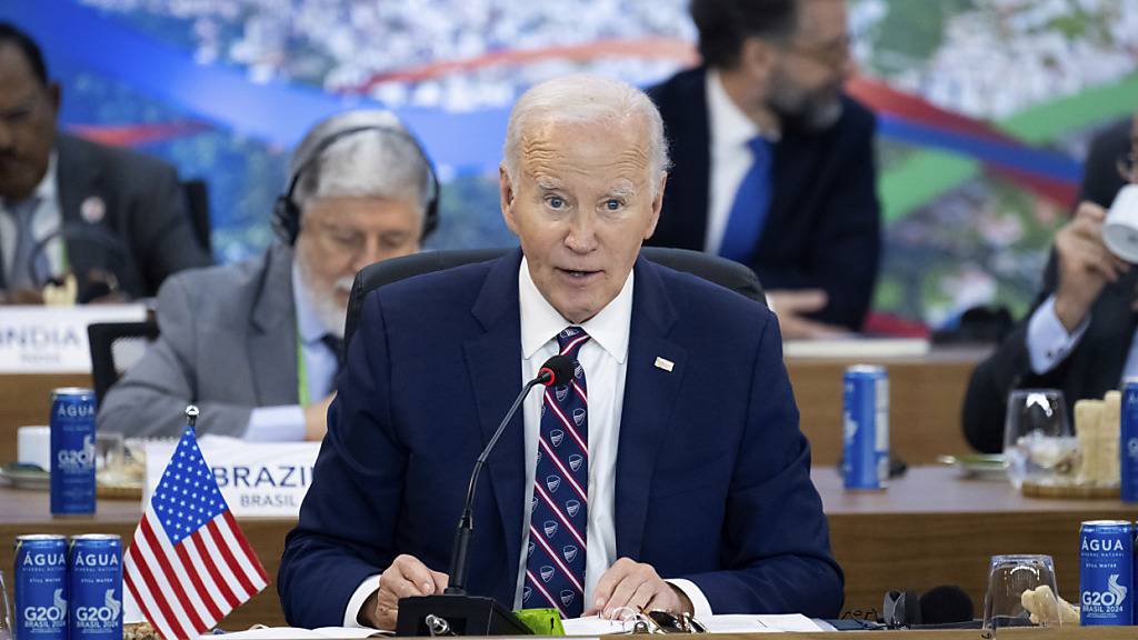 US-Präsident Joe Biden spricht während des G20-Gipfels über die Klimakrise. Foto: Saul Loeb/Pool AFP/AP/dpa