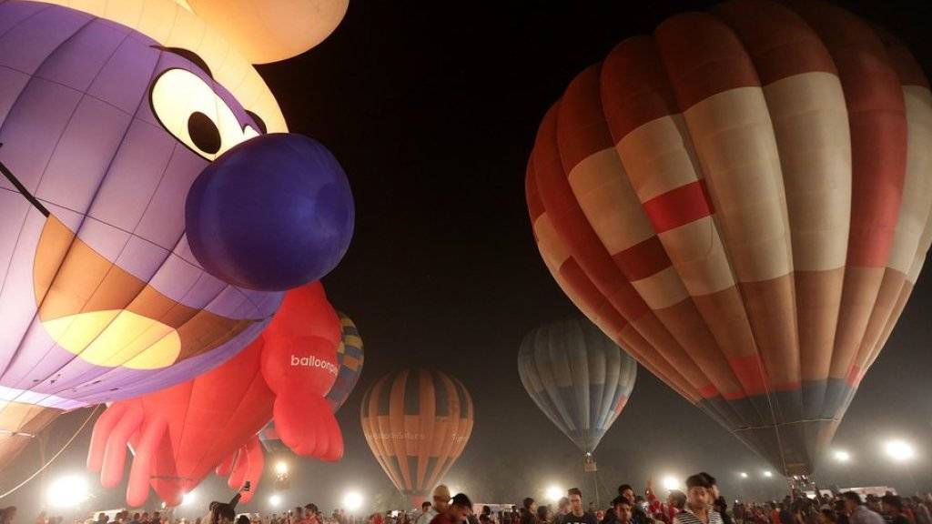 Insgesamt nehmen in diesem Jahr 16 Ballons aus zahlreichen Ländern an dem sechstägigen Taj Balloon Festival im indischen Agra teil.