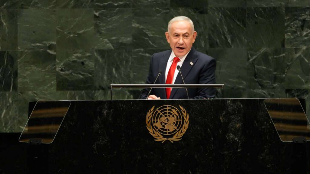 Benjamin Netanjahu, Ministerpräsident von Israel, spricht im Hauptquartier der Vereinten Nationen.. Foto: Seth Wenig/AP/dpa
