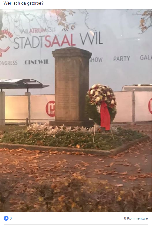 Wofür steht dieses Denkmal – wollen die Wiler wissen. (Bild: Facebook/DubischvoWilwenn...)