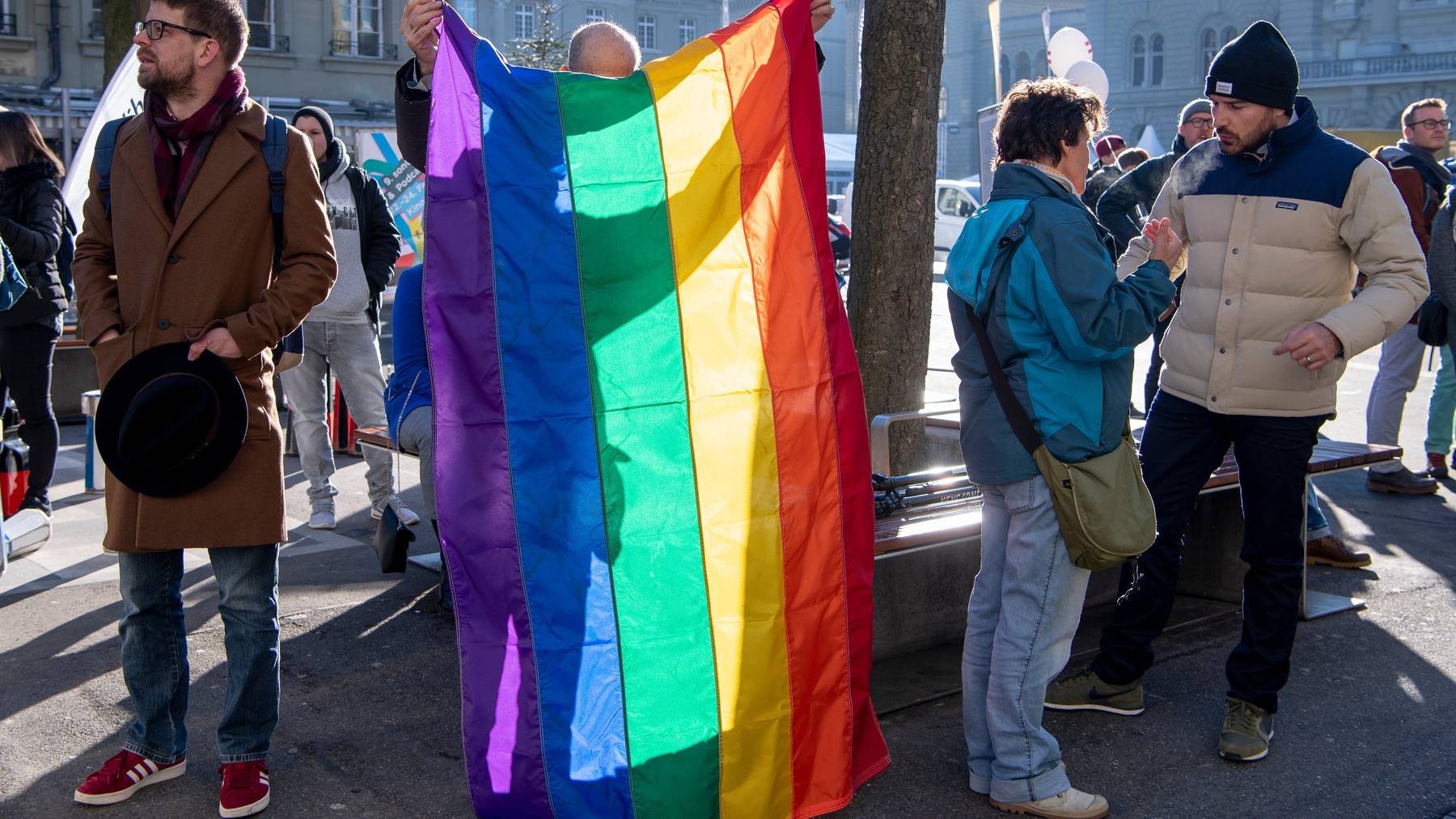Eine Kundgebung für die «Ehe für alle» auf dem Bundesplatz in Bern im Jahr 2019.