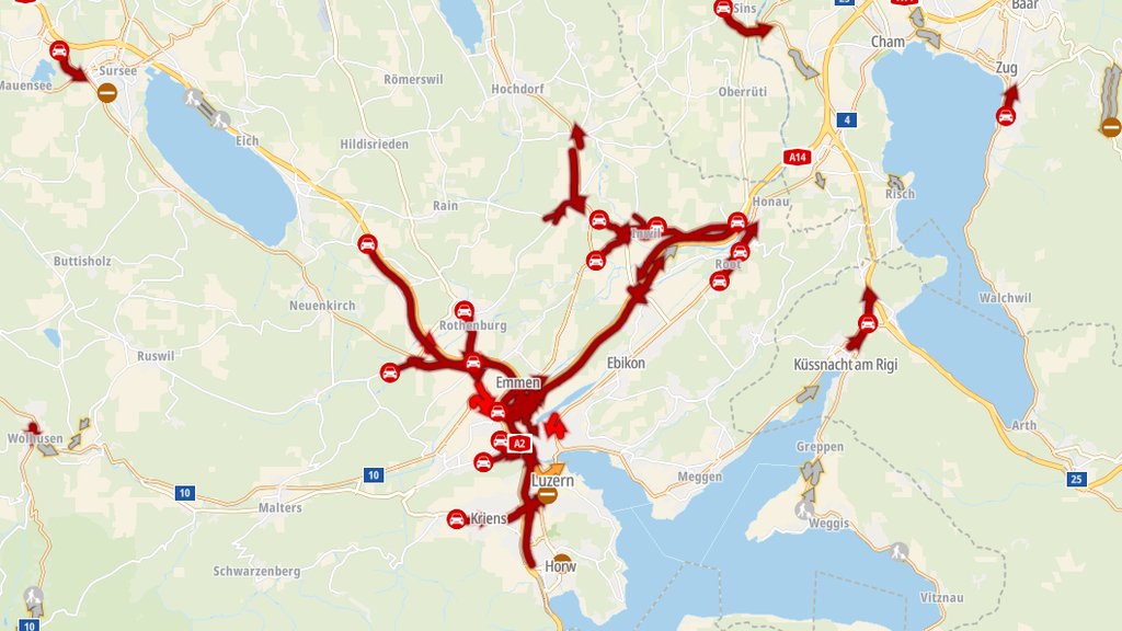 Stau Morgenverkehr Unfall Luzern