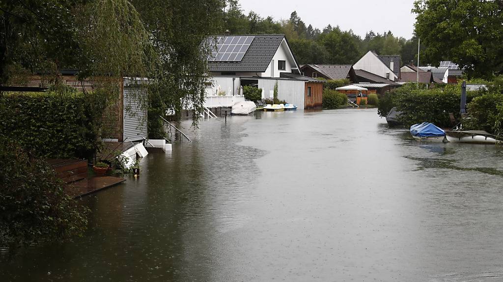 Ausmaß der gestrigen Überflutungen in Viktring bei Klagenfurt. Foto: Gerd Eggenberger/APA/dpa