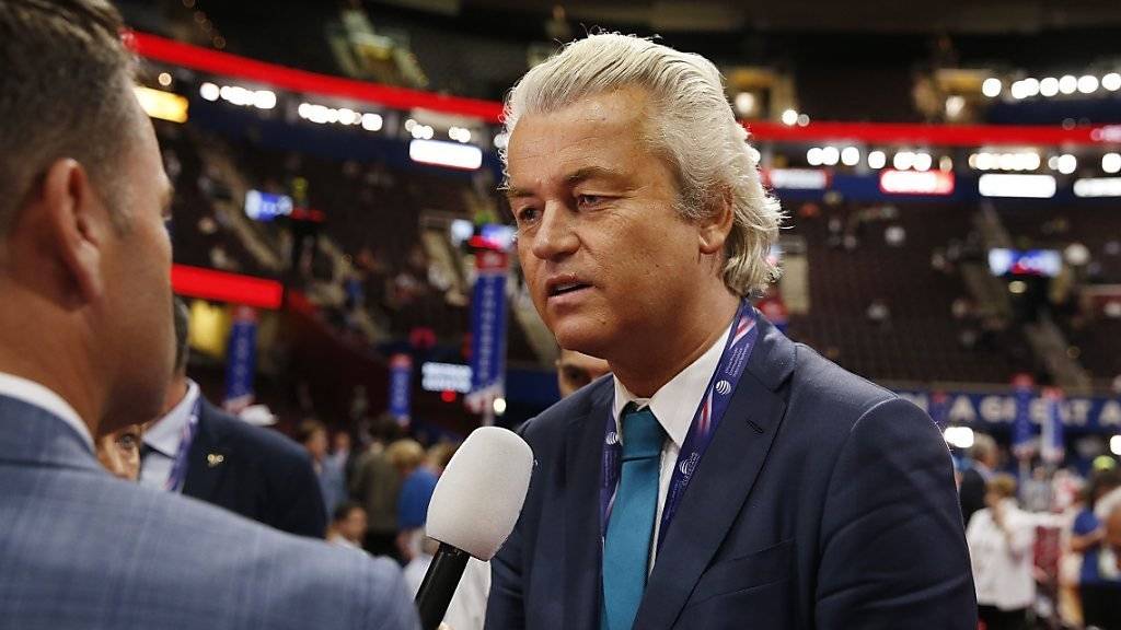 Geert Wilders an Donald Trumps Nominierungsparteitag: Wie der US-Präsidentschaftskandidat der Republikaner zählt auch der niederländische Rechtspopulist auf eine islamfeindliche Wahlplattform. (Archivbild)