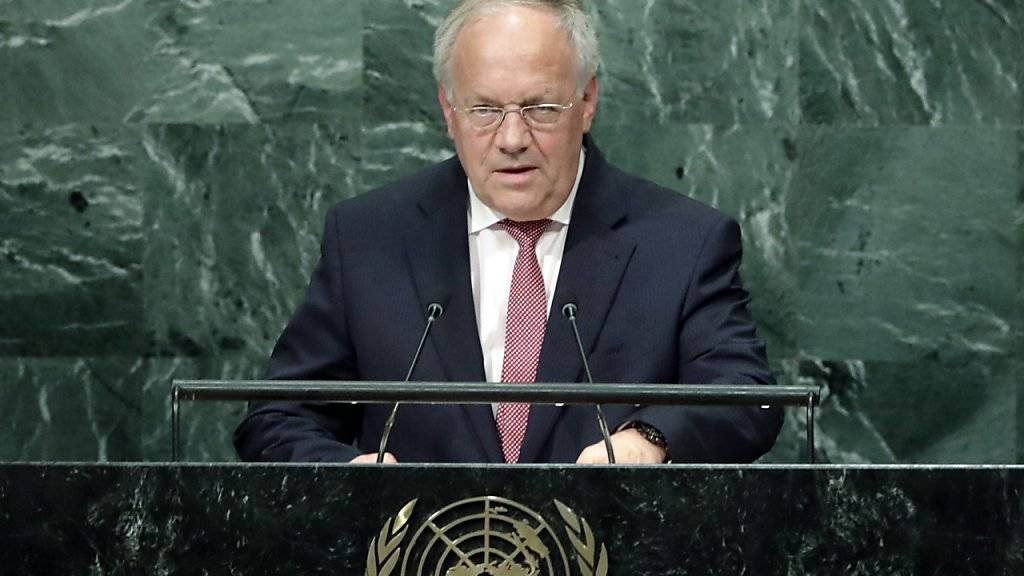Bundespräsident Johann Schneider-Ammann bei seiner Rede vor der UNO-Generalversammlung