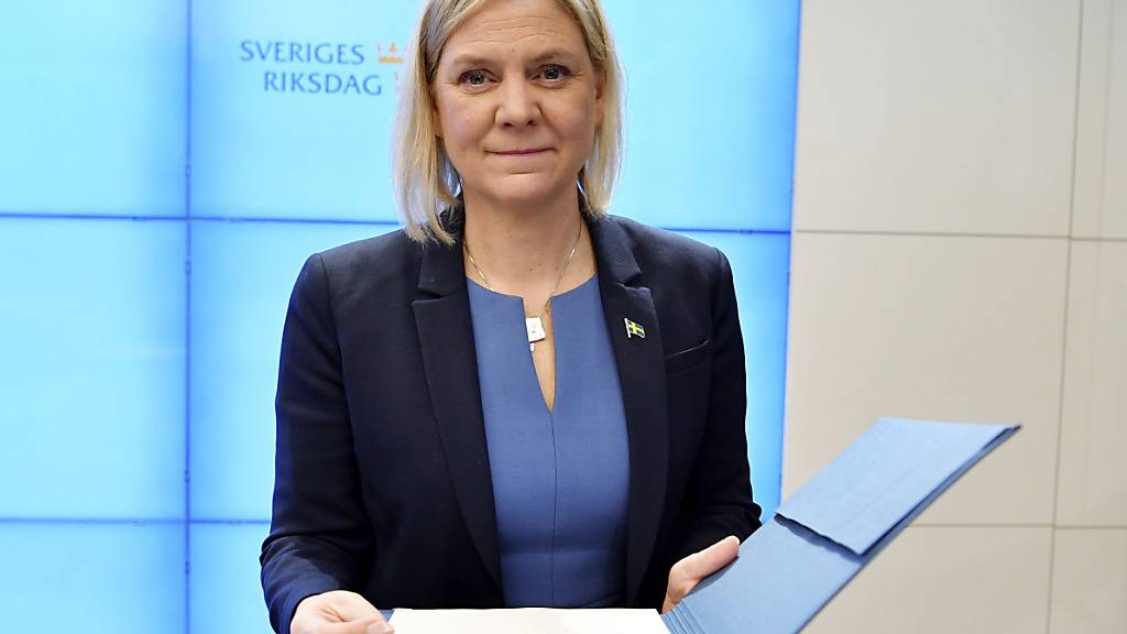 Magdalena Andersson während einer Pressekonferenz nach der Ernennung zur neuen schwedischen Ministerpräsidentin. Foto: Erik Simander/TT News Agency/AP/dpa