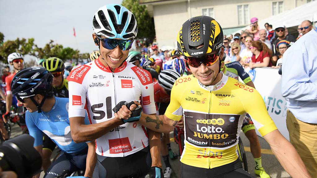 Tour-Vorjahressieger Egan Bernal (links) 2018 mit seinem Konkurrenten Primoz Roglic