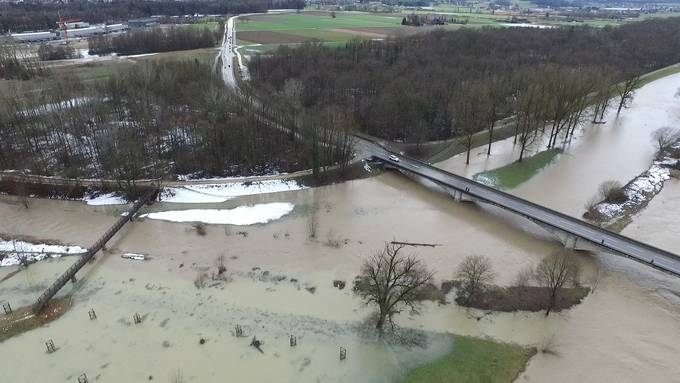 Drohnenbilder zeigen Überschwemmung in der Schweiz