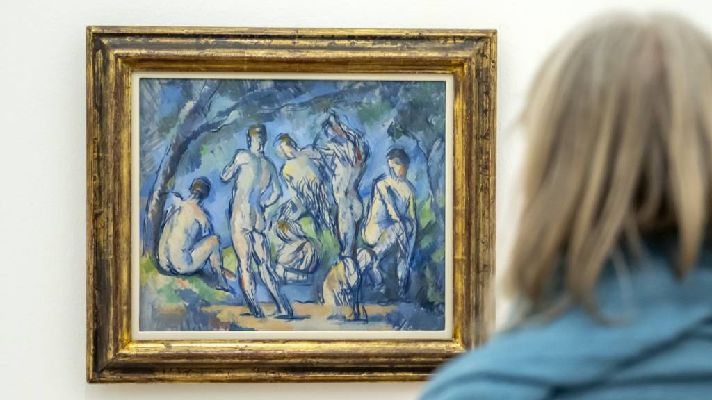 Das Gemälde «Sieben Badende» (um 1900) in der Cézanne-Ausstellung in der Fondation Beyeler.