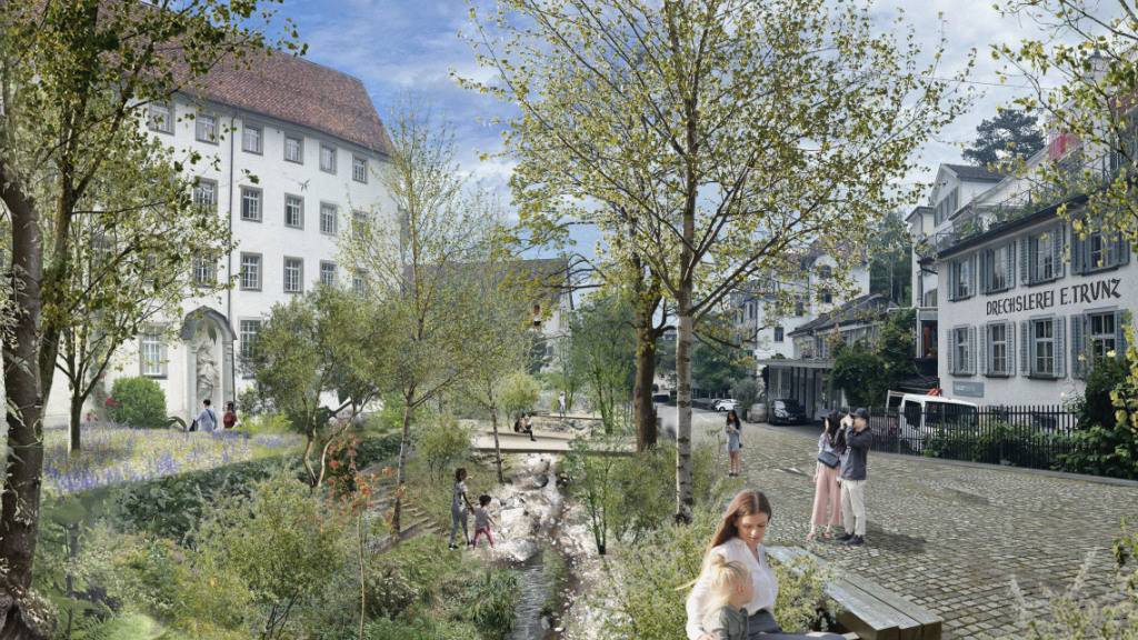 So könnte nach der Vorstellungen des Vereins Grünes Gallustal die streckenweise offengelegte Steinach aussehen.