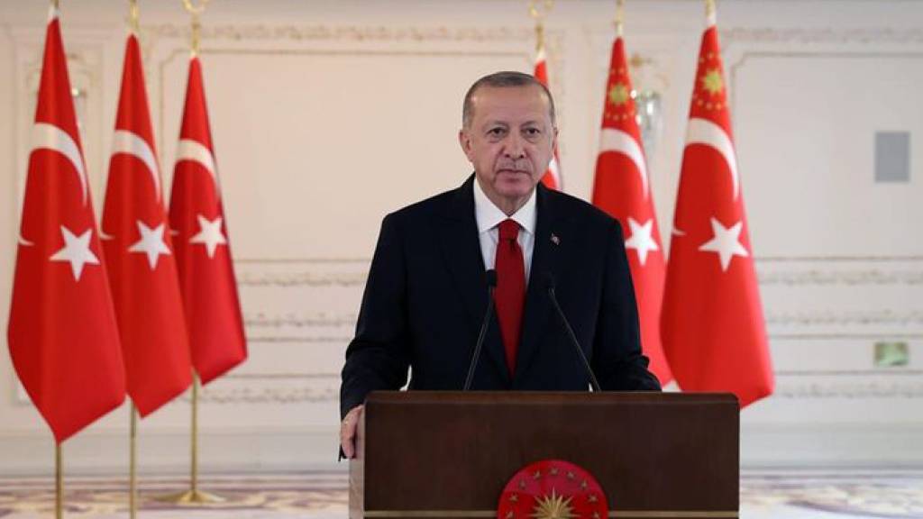 Präsident der Türkei Recep Tayyip Erdogan spricht während einer Pressekonferenz. (Archivbild)