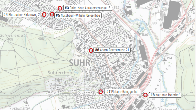 Hier sind die Bäume in Suhr zu finden