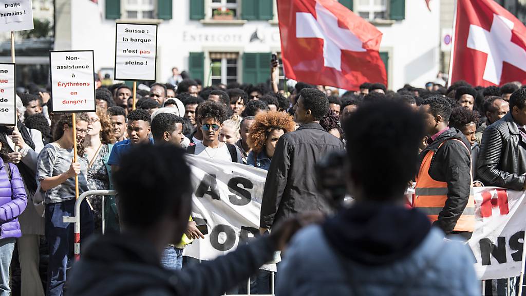 Eritreische Flüchtlinge anlässlich einer Kundgebung für eine humanitäre Flüchtlingspolitik 2018 in Bern. (Archivbild)
