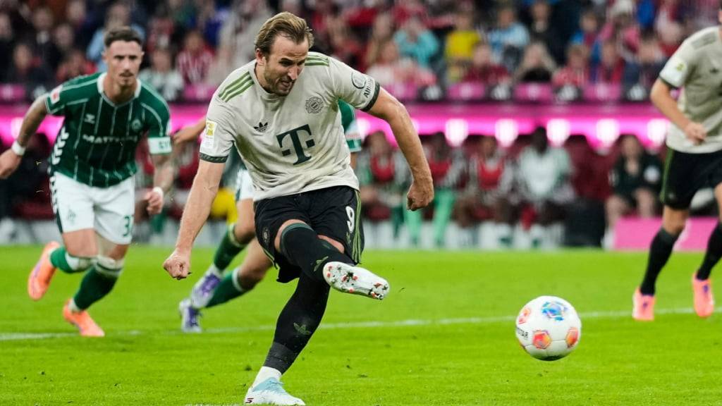 Harry Kane verwandelt auch seinen 18. Penalty in der Bundesliga und erzielt im 104. Spiel für Bayern München seine Tore 99 und 100