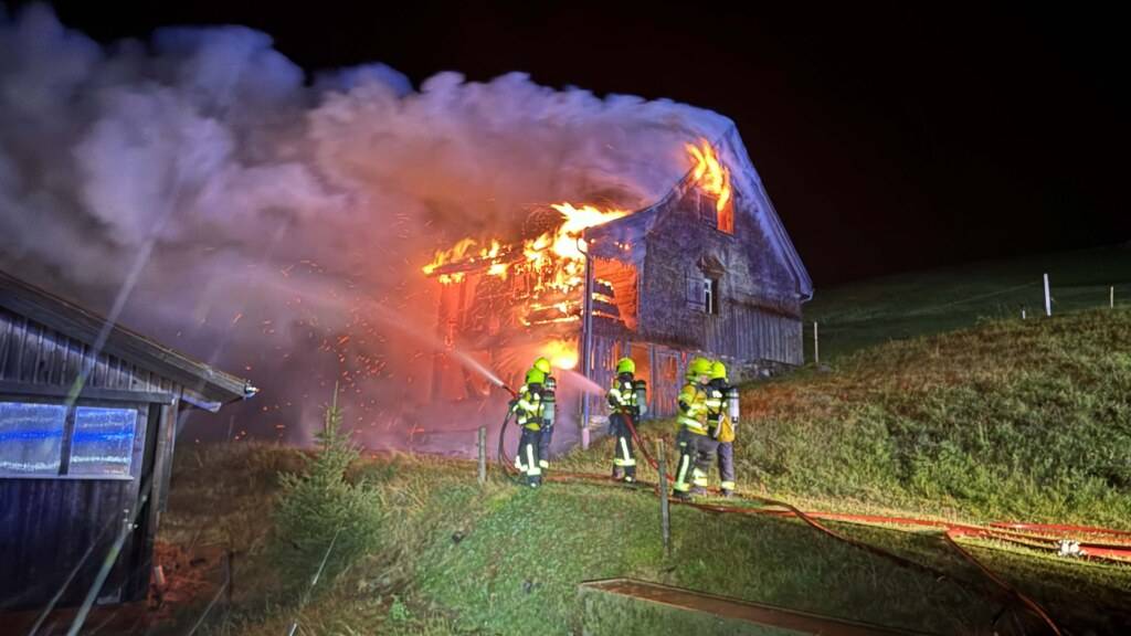 Ein leerstehendes Ferienhaus brannte in der Nacht auf Freitag in Steinegg AI nieder. Ursache des Brands könnte ein Blitz sein.