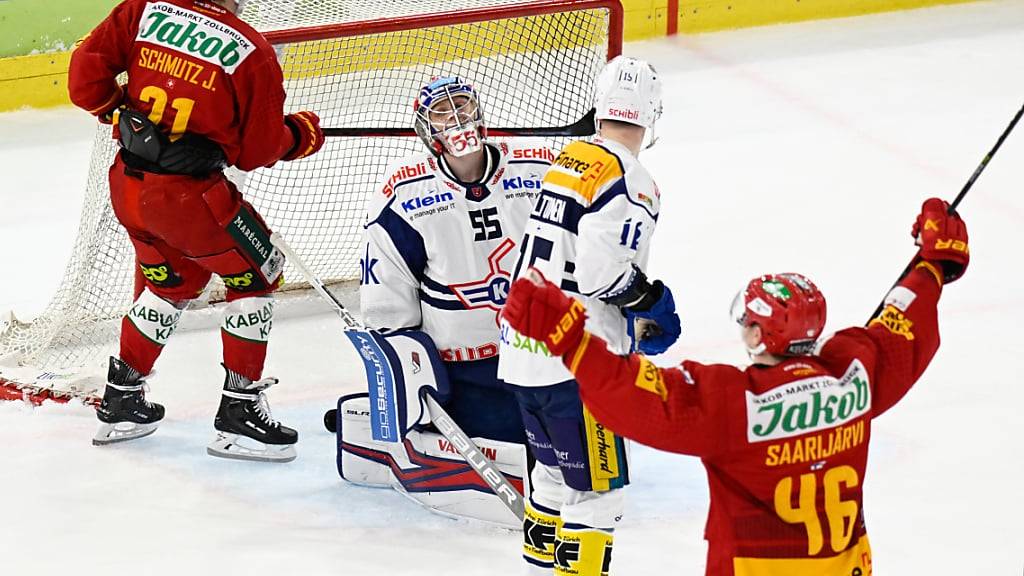 Vili Saarijärvi erzielt das entscheidende Tor für Langnau