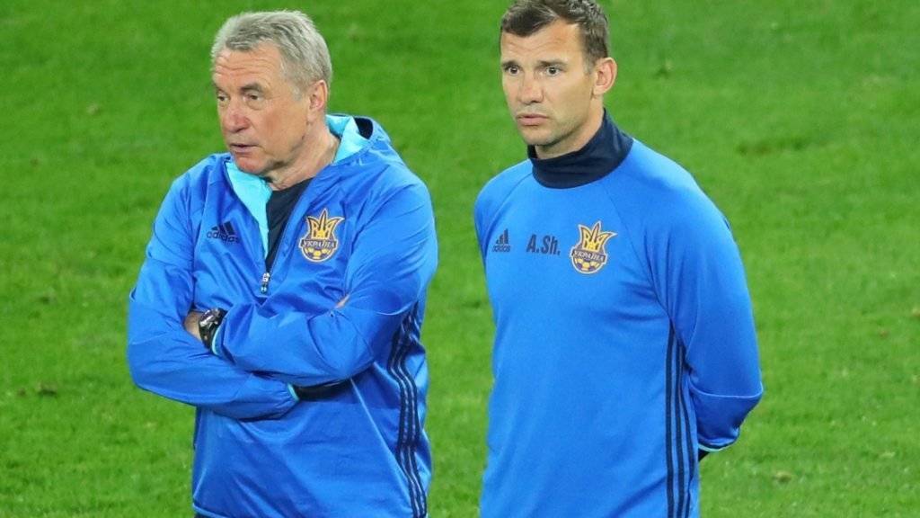 Andrij Schewtschenko (rechts) ist neuer Nationaltrainer der Ukraine