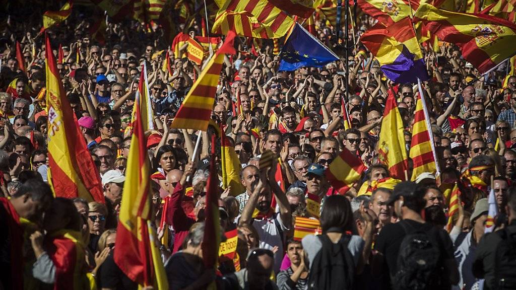 Der Protestmarsch stand unter dem Motto «Katalonien - das sind wir alle». Es war eine der grössten Kundgebungen für die Einheit des Landes seit Beginn des Streits.