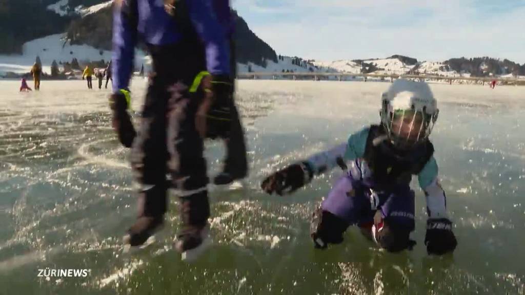 Schlittschuh-Spass auf dem Sihlsee