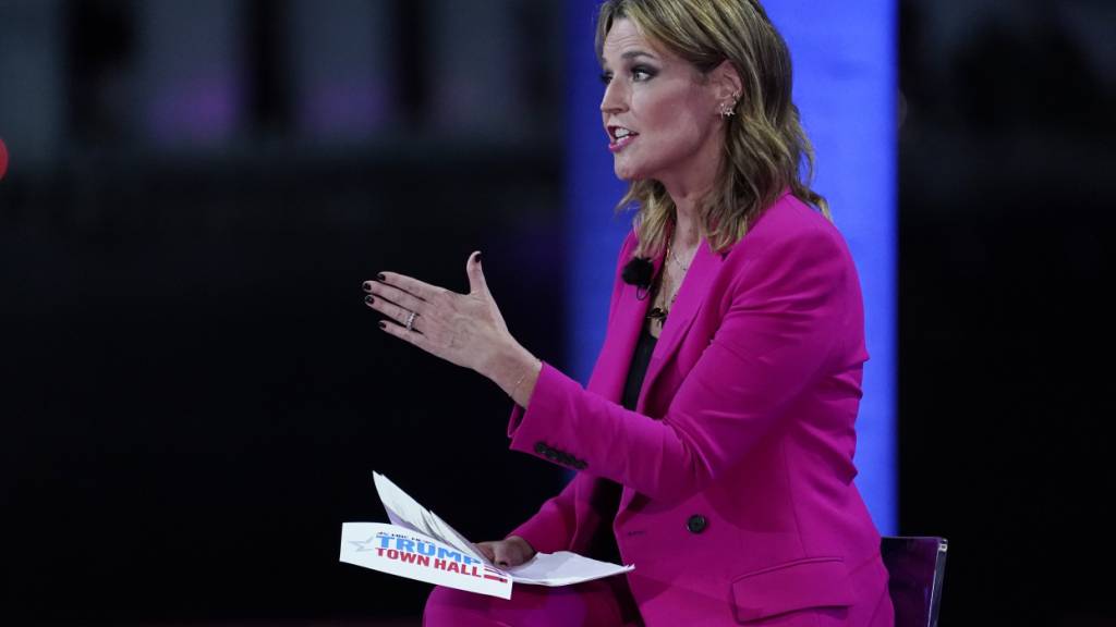 ARCHIV - Savannah Guthrie, Moderatorin des Fernsehsenders NBC, spricht während einer Sendung. Foto: Evan Vucci/AP/dpa