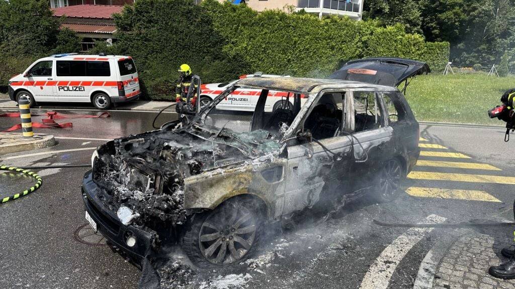 Durch den Fahrzeugbrand bei der Autobahnausfahrt Goldau am Dienstagmittag wurde niemand verletzt.