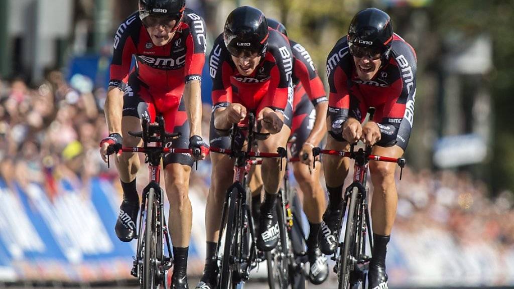 Das amerikanisch-schweizerische Team BMC mit den beiden Schweizern Silvan Dillier und Stefan Küng in seinen Reihen sicherte sich an der Strassen-WM in Richmond (USA) Gold im Teamzeitfahren für UCI-Teams