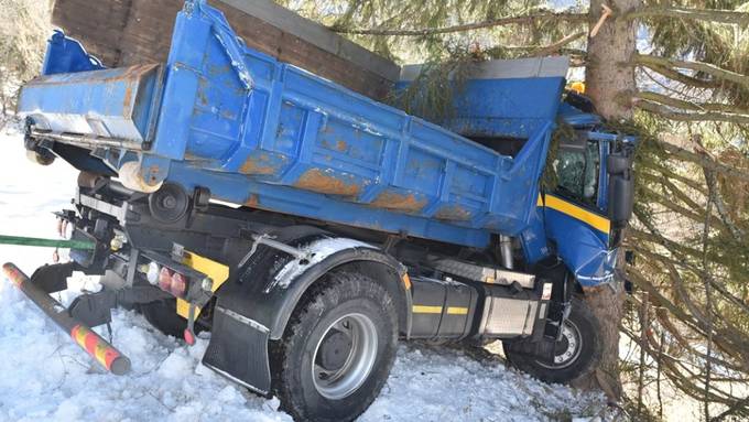 Baum stoppt LKW nach Talfahrt