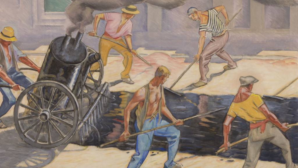 Burkhard Mangold: «Teerarbeiter» (1936).