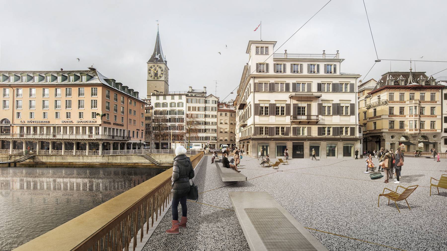 FIDUS、「Auf der Brucke in Zurich」 Zürich erinnert an New York: Neue Brücke für Velos und