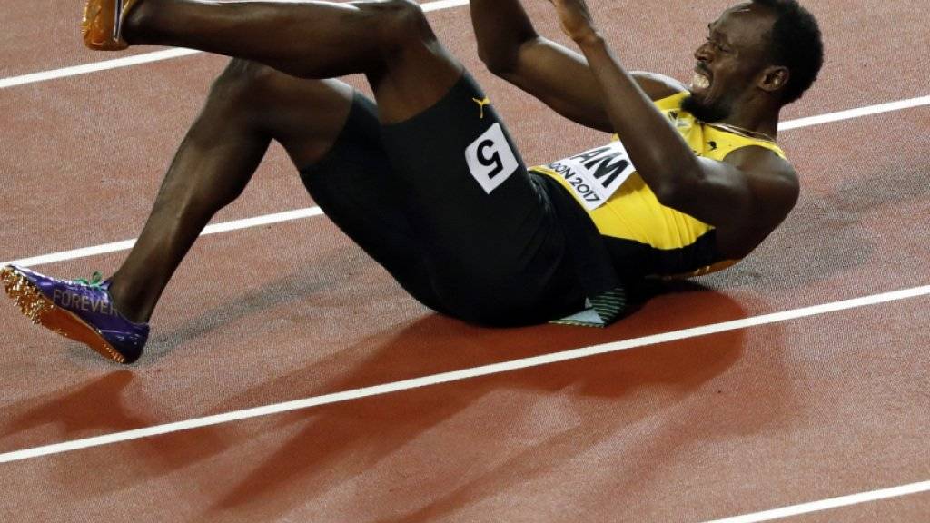 Usain Bolt am Boden - keine Schauspielerei, wie einige behaupteten