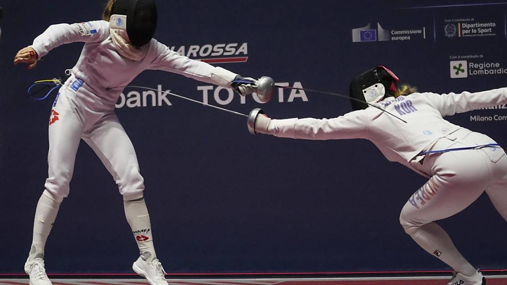 Erst ganz am Ende die Medaille verpasst: Die Schweizer Degenfechterin Aurore Favre im Kampf um Bronze gegen die Südkoreanerin Kang Young-Mi