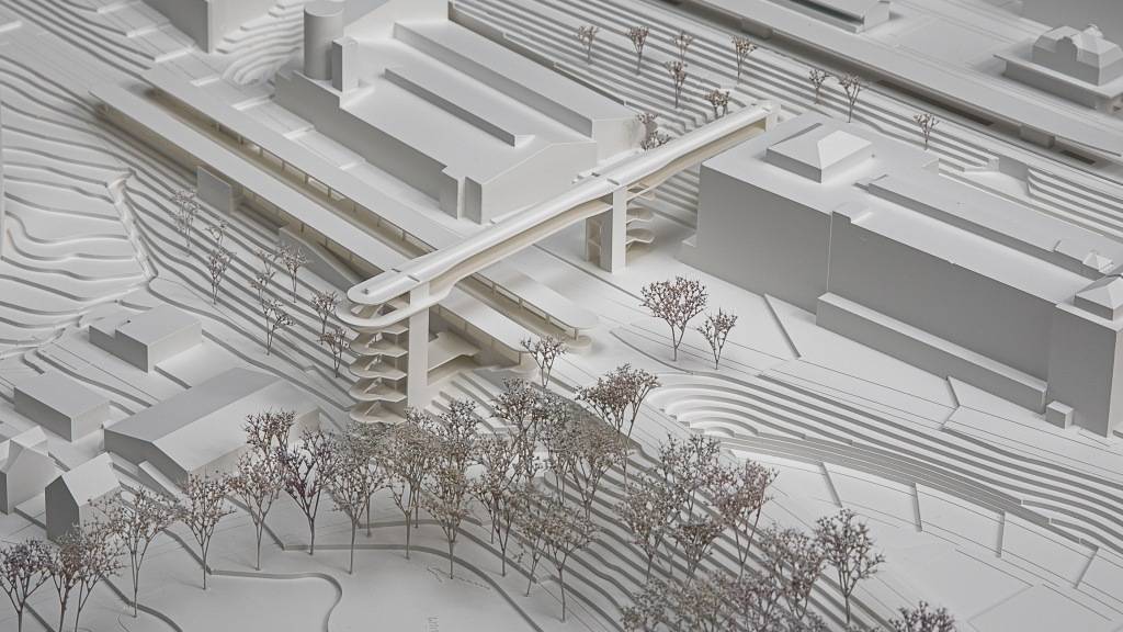 So soll der künftige Bahnhof Bruggen/Haggen in der Stadt St. Gallen samt Passarelle aussehen.