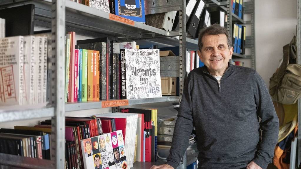 David Basler, Mitbegründer der Edition Moderne, Verlag für Graphic Novels und Comics, posiert für ein Porträt am 3. Dezember 2019 in seinem Ateiler in Zürich.